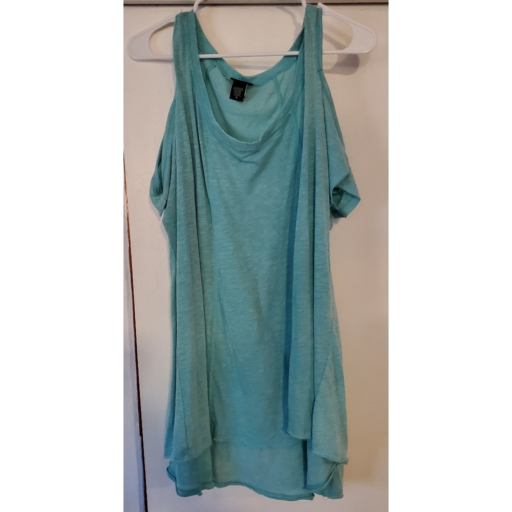 Mint Blue Cold Shoulder Tee